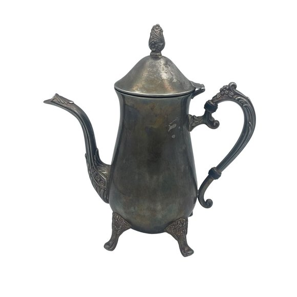 Vintage Silver Plated Teapot Patinaed Victorian Serving Pitcher - Picture 1 of 6